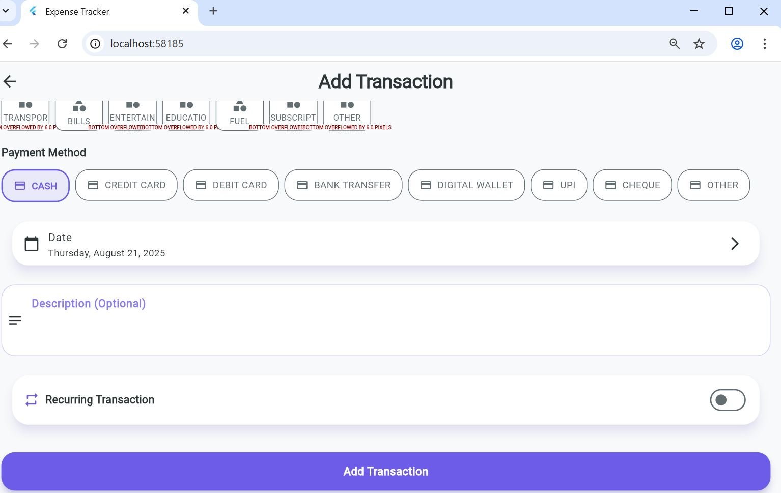 Expense Tracker Screen 2