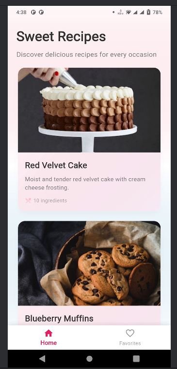 Sweet Recipes App Screenshot 2